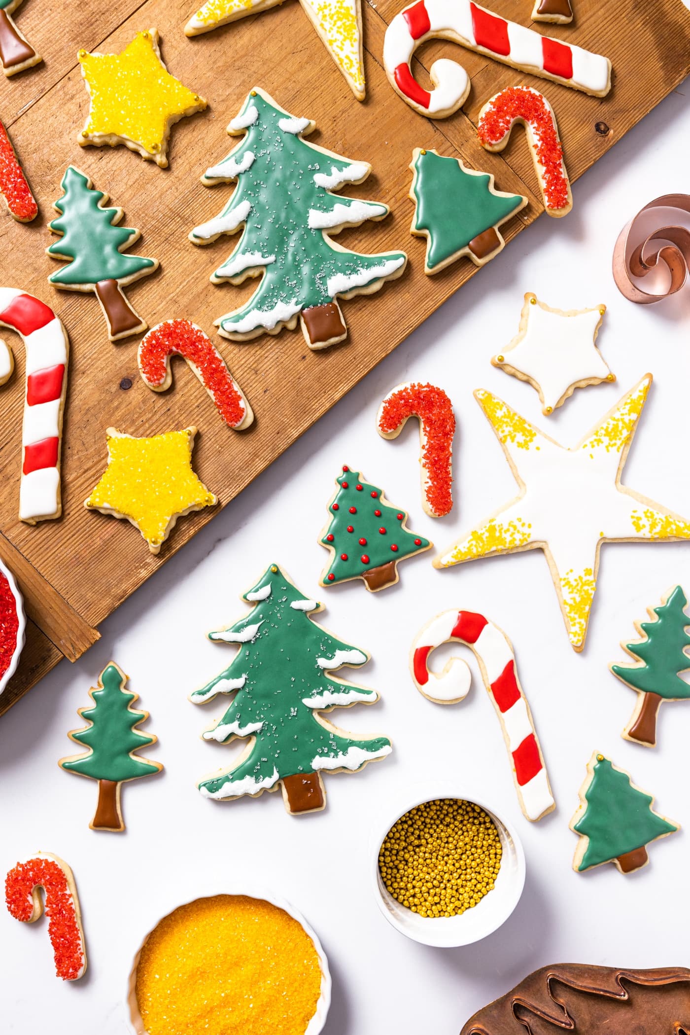 Christmas sugar cookies after being decorated.