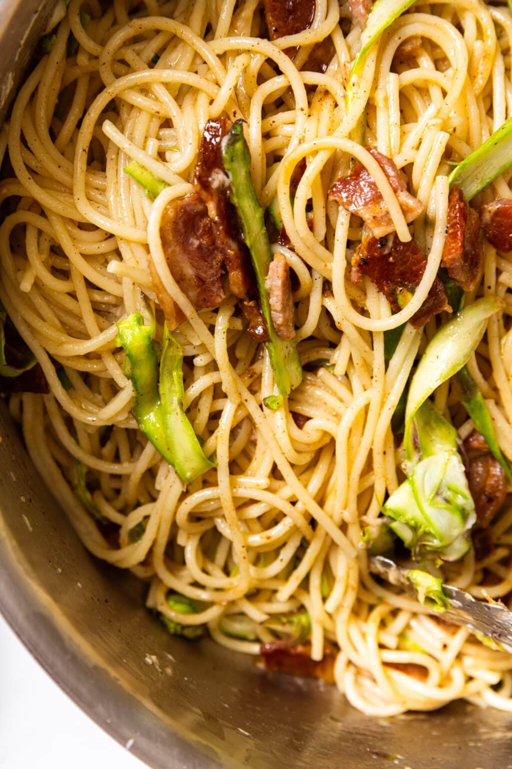Brown Butter Spaghetti with Bacon & Asparagus Wyse Guide