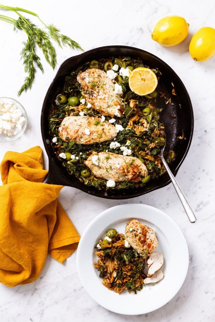 One Skillet Lemon Chicken with Orzo & Kale Wyse Guide