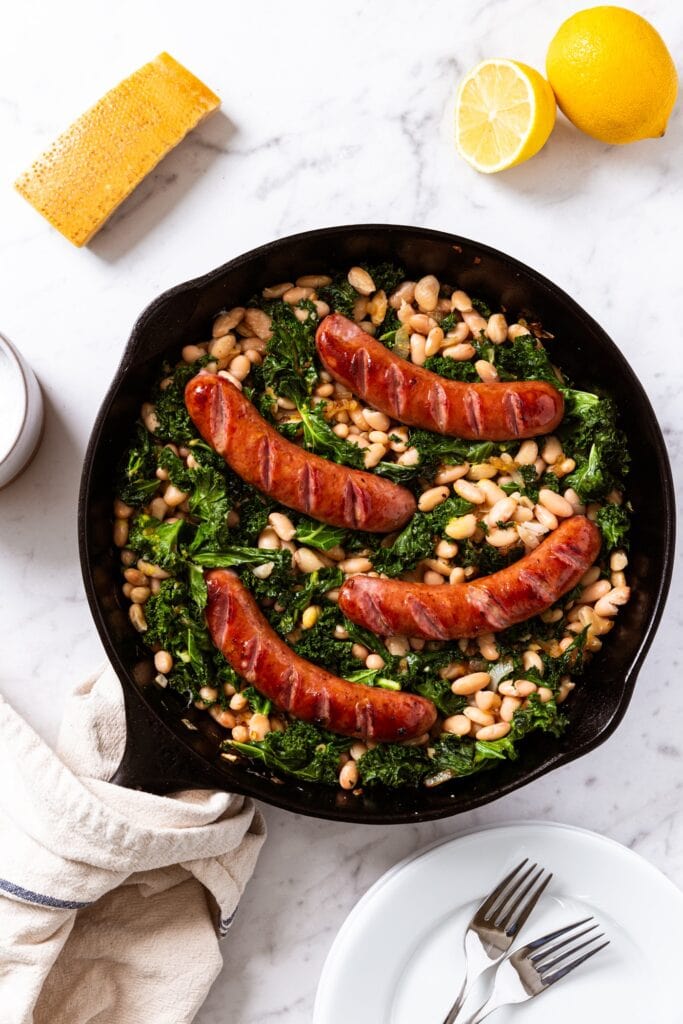 Skillet Sausage with White Beans & Kale Wyse Guide