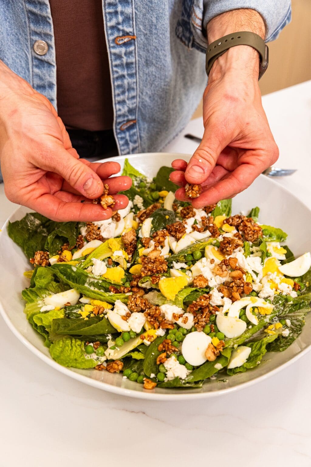 Spring Pea Salad with Crunchy Nut Topping Wyse Guide