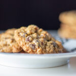 Cookies sit on a plate.