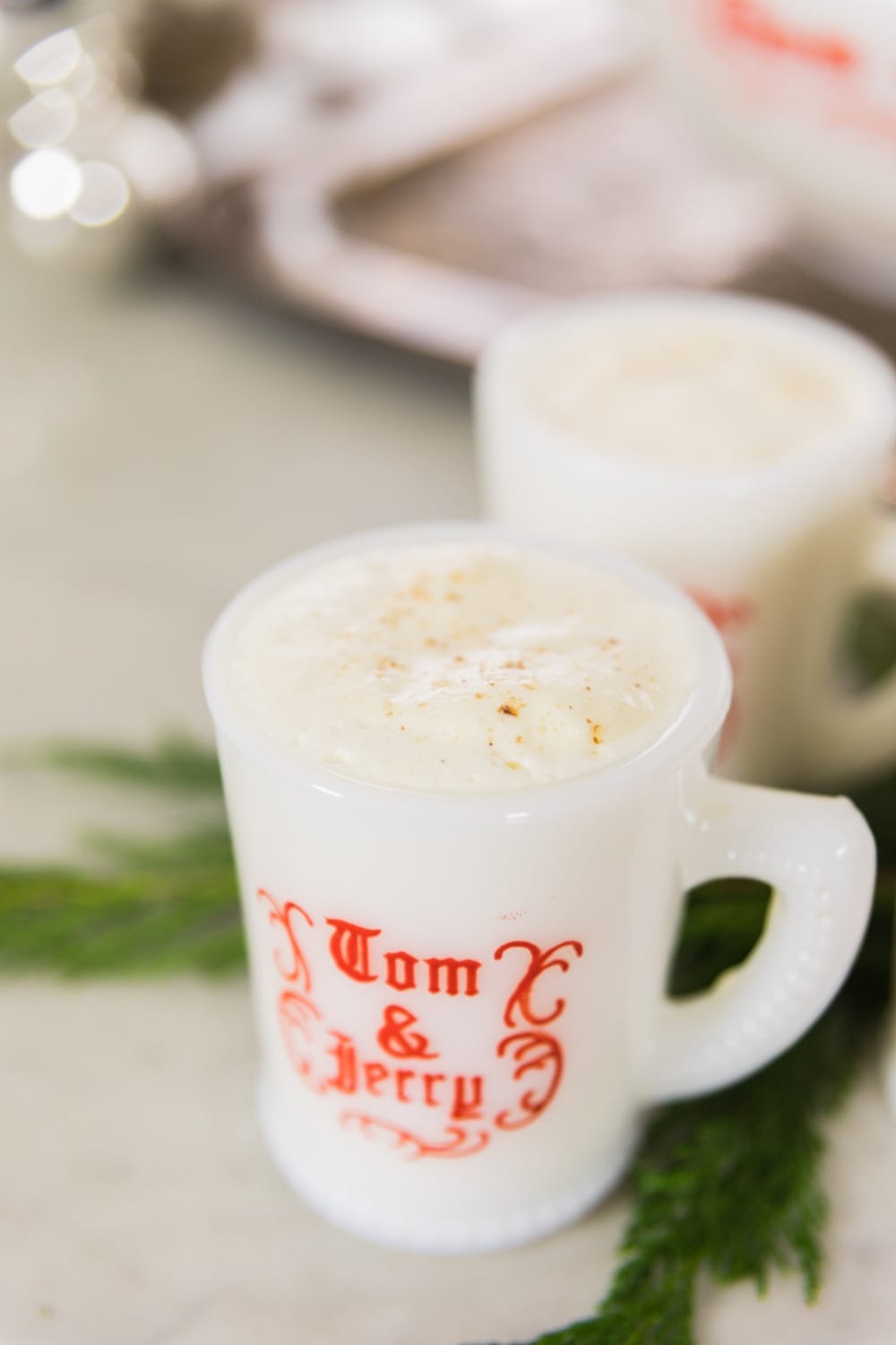 A mug full of eggnog.
