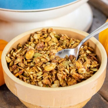 A small bowl full of granola.