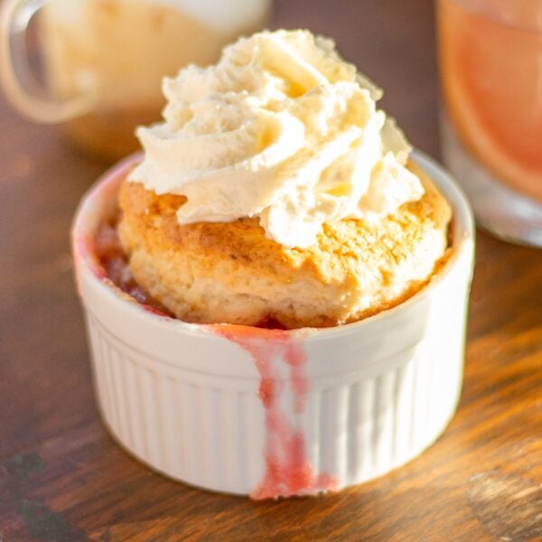 A personalized cobbler in a dish.