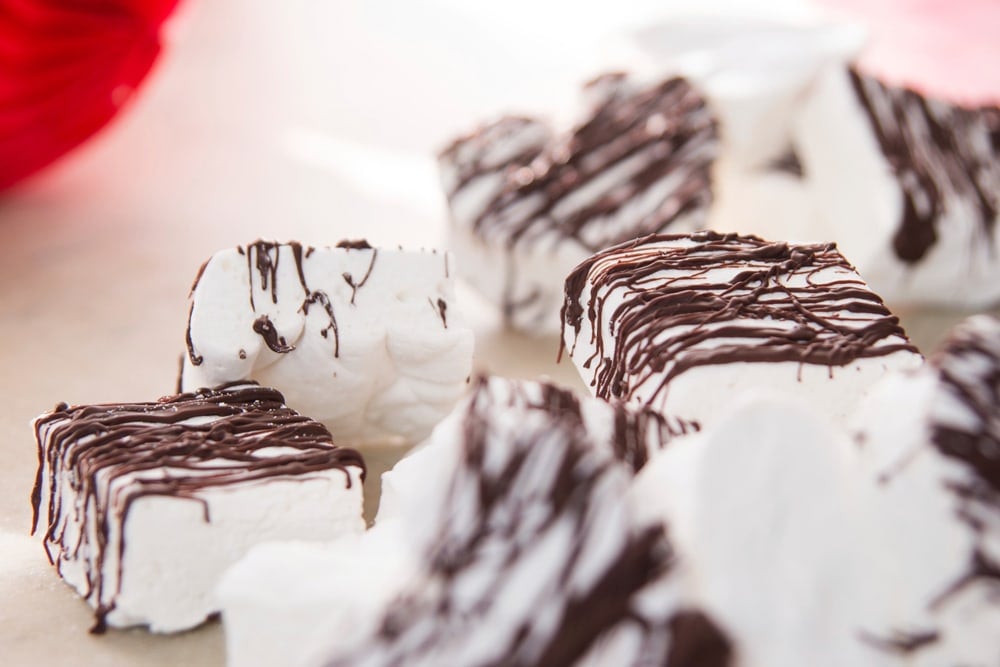 Marshmallow treats covered in chocolate.