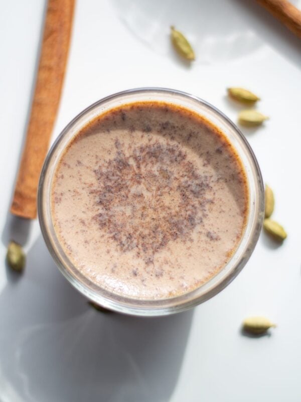 Vanilla chai custard in a dish.