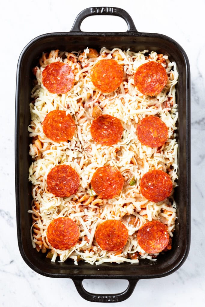 An unbaked pasta dish.