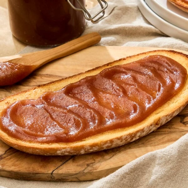 Slow cooker apple butter spread on toast.