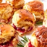 Holiday sliders on a serving platter.
