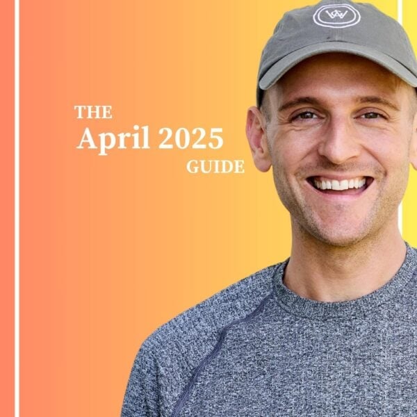 Kaleb Wyse standing in front of yellow to orange ombre background with the words "The April 2025 Guide".