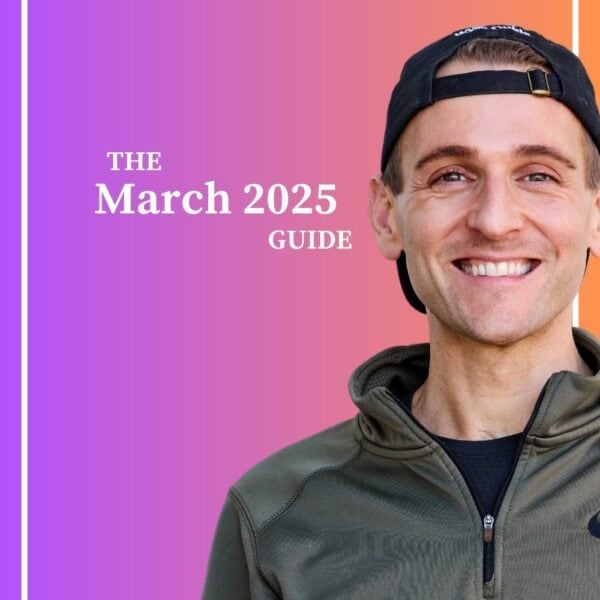 Kaleb Wyse wearing hat standing in front of orange to purple background with the words "The March 2025 Guide".