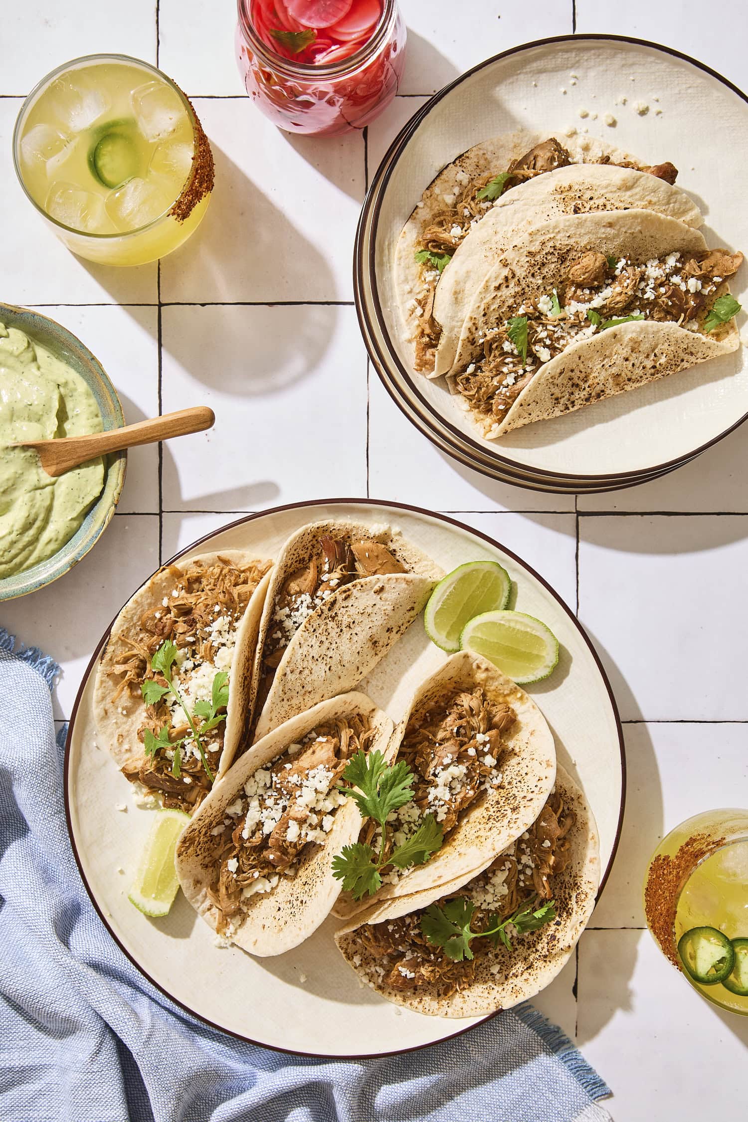 Chicken tacos on a plate.
