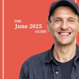 Kaleb Wyse standing in front of red background with the words "The June 2025 Guide".