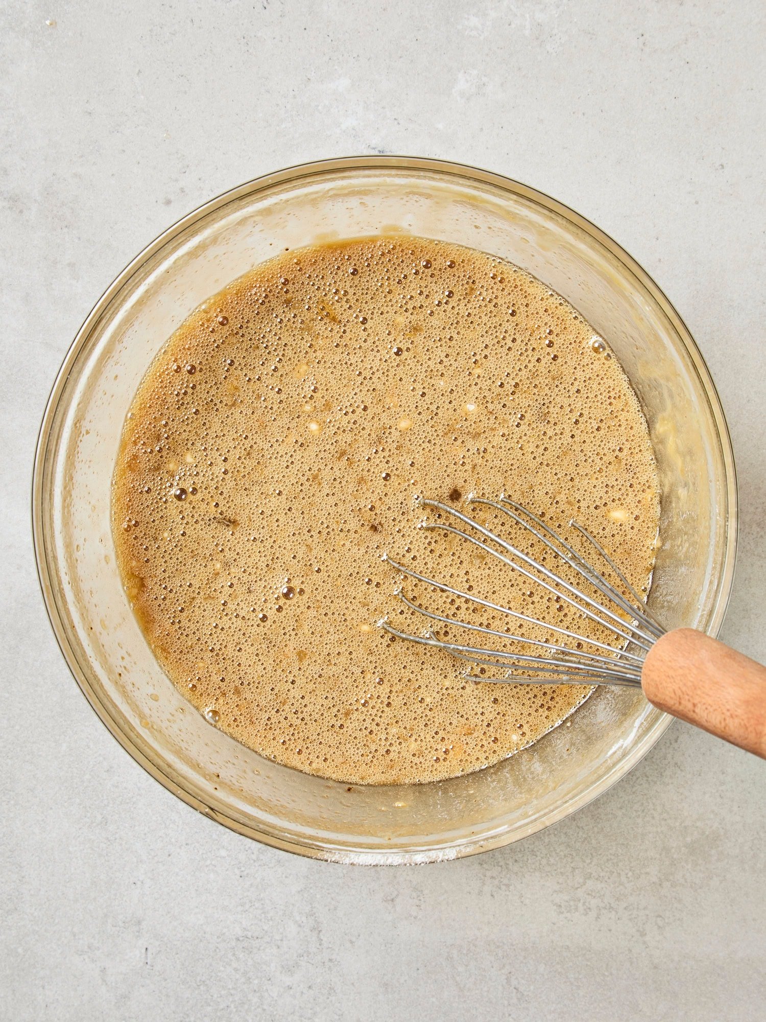 Mixture before adding nuts for bars recipe.