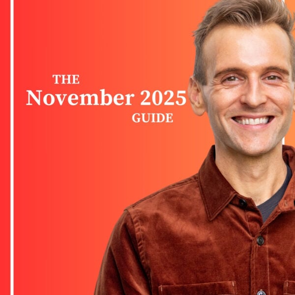 Ombre orange to red background with Kaleb Wyse with words "The November 2025 Guide".