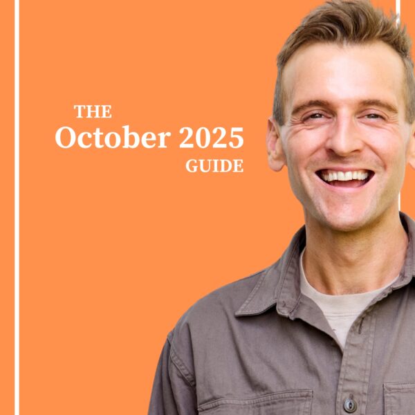 Kaleb Wyse standing in front of orange background with the words "The October 2025 Guide".