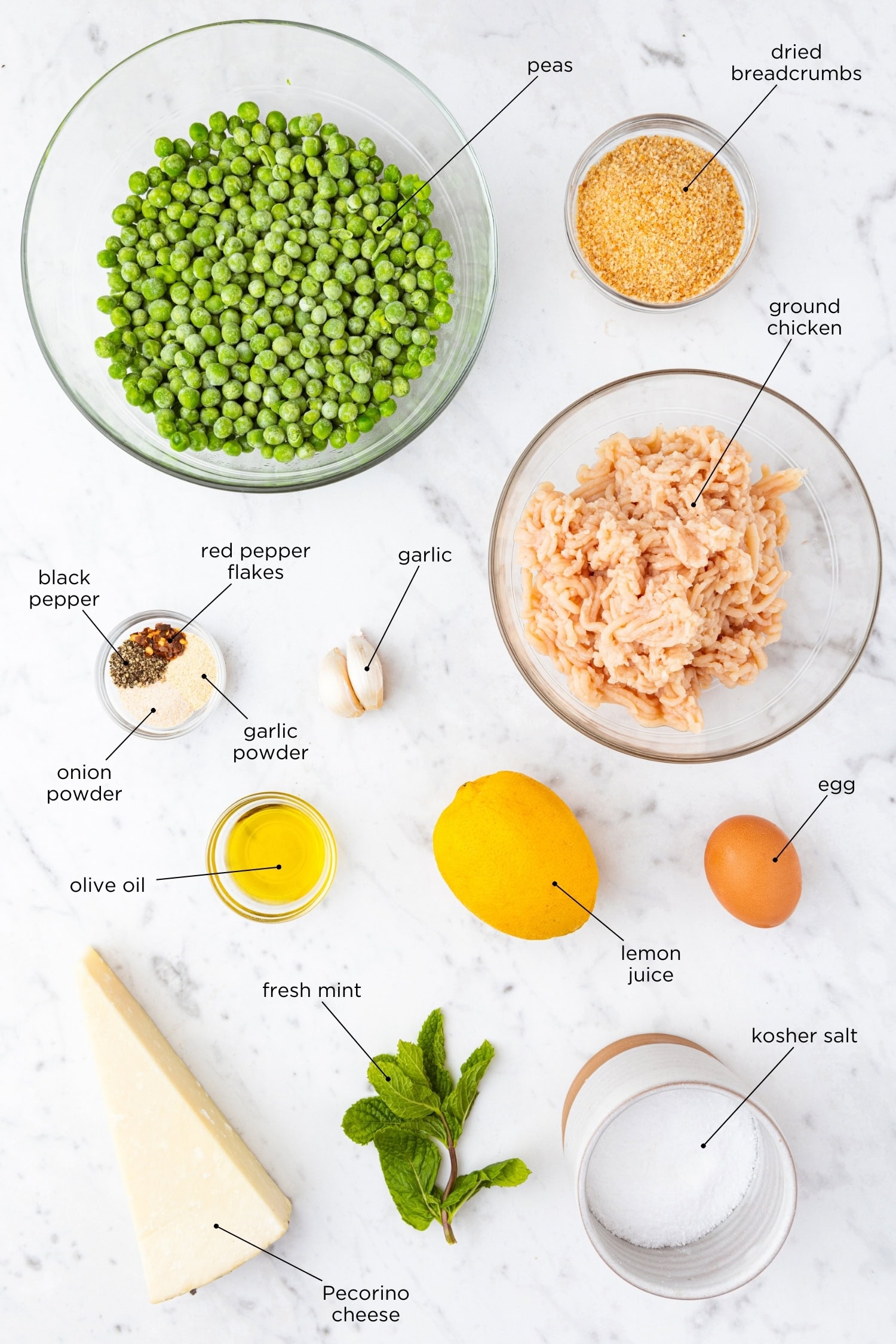 Baked chicken meatballs ingredients.