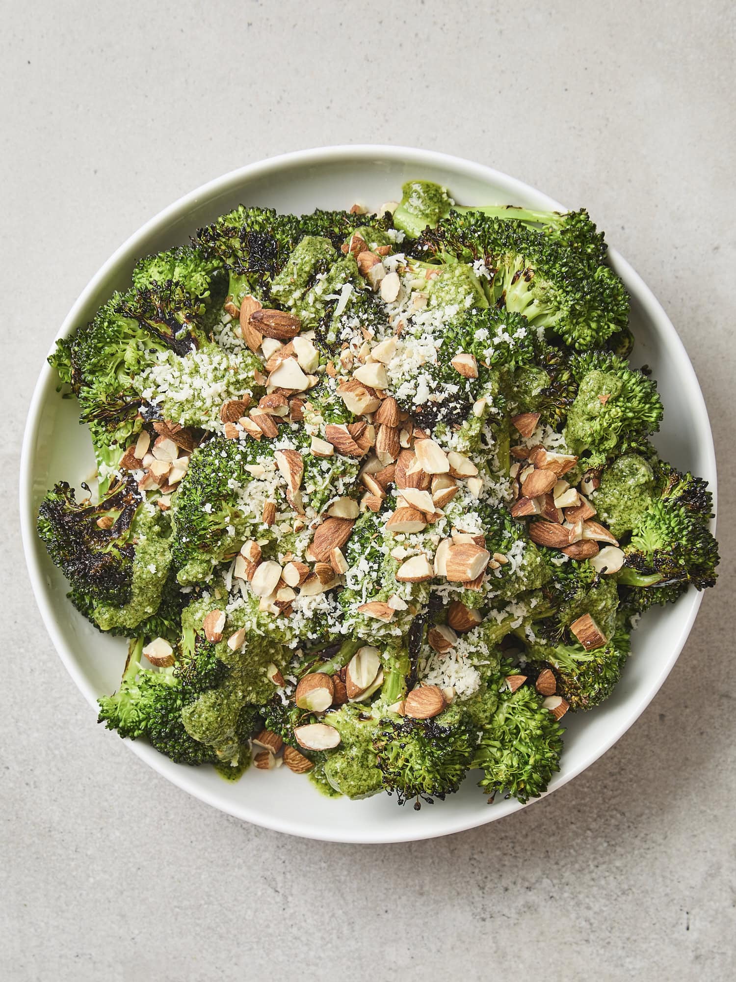 Grilled broccoli salad after being assembled.