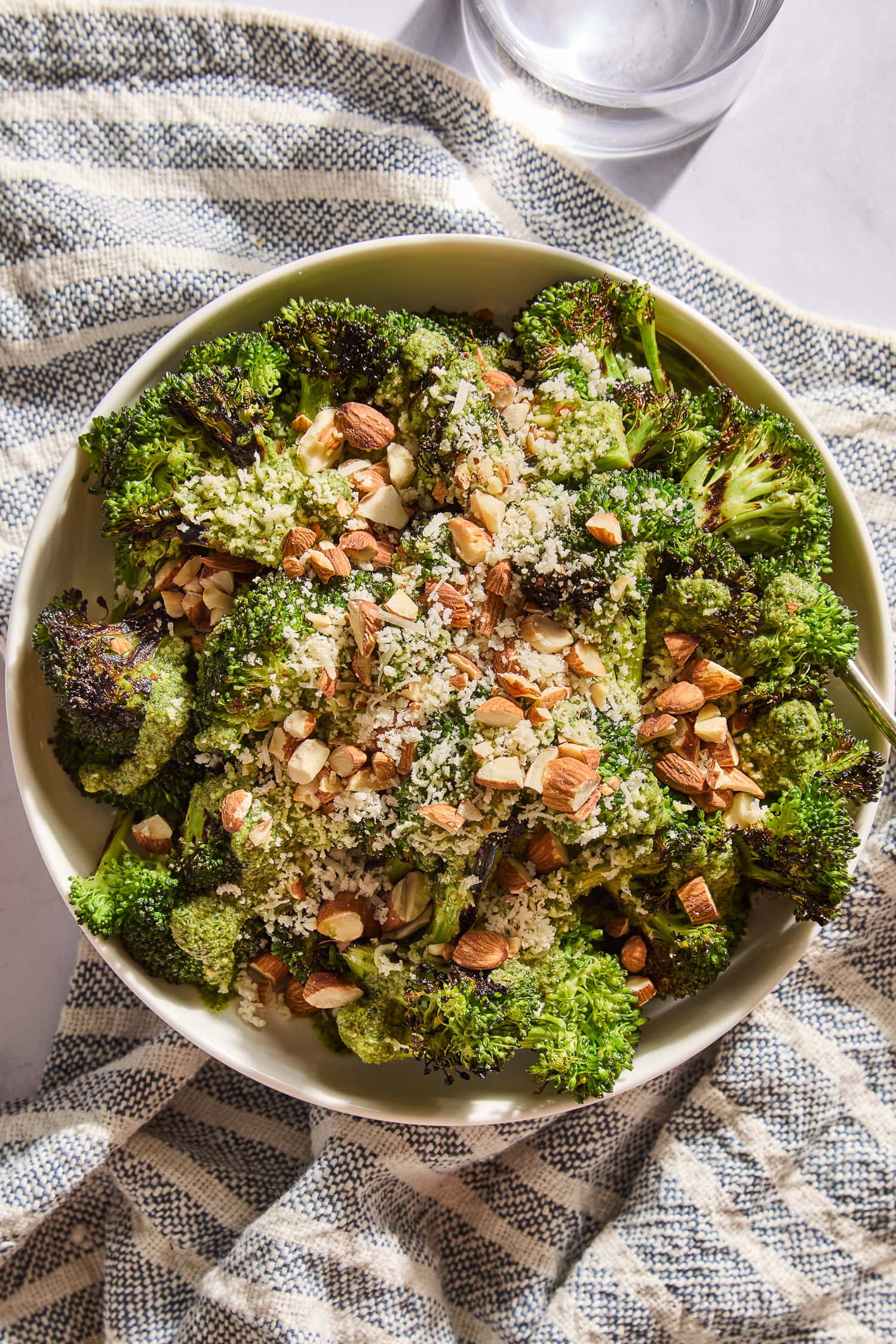 Broccoli salad in a serving bowl.