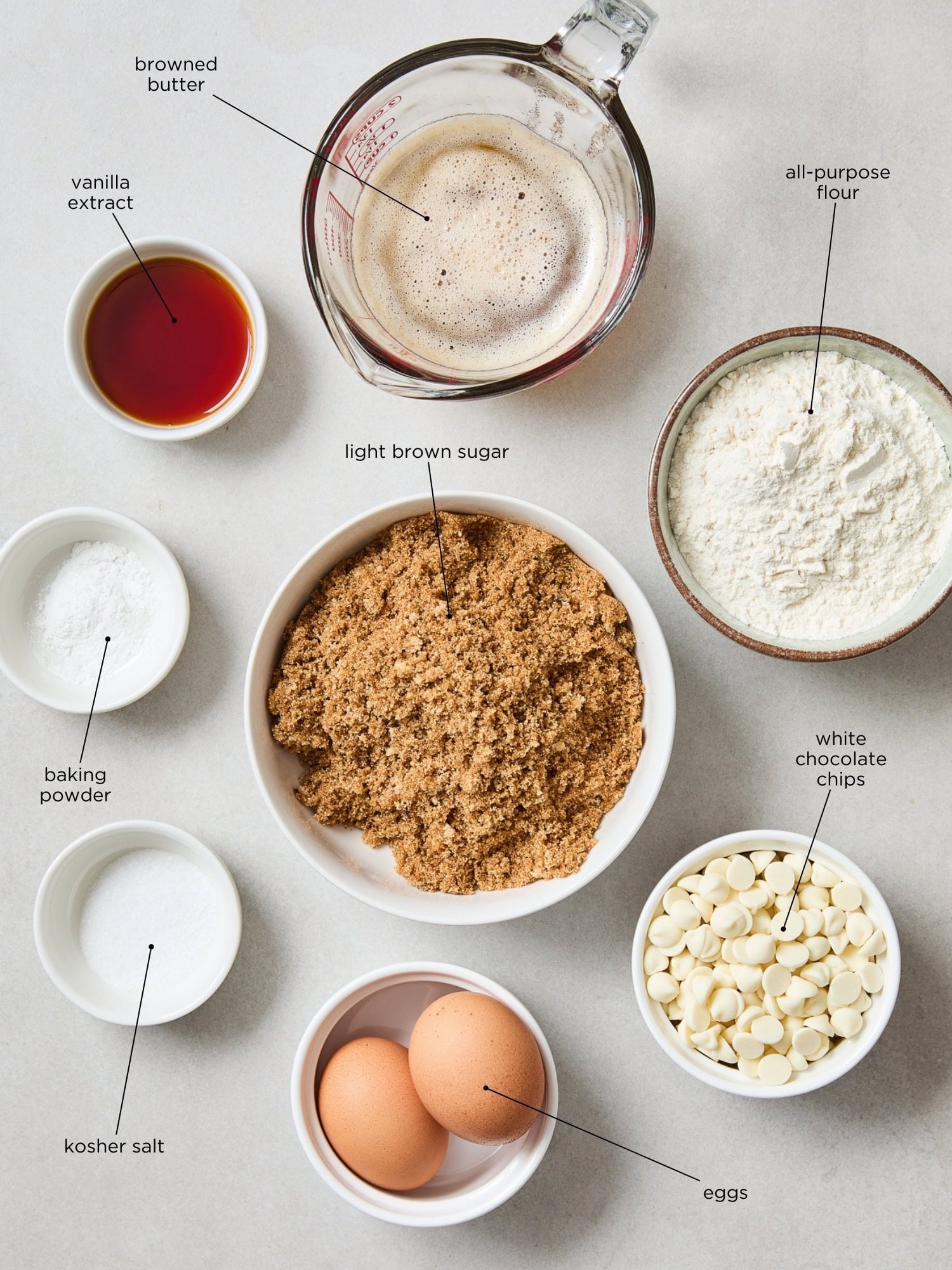Chewy brown butter blondie ingredients.
