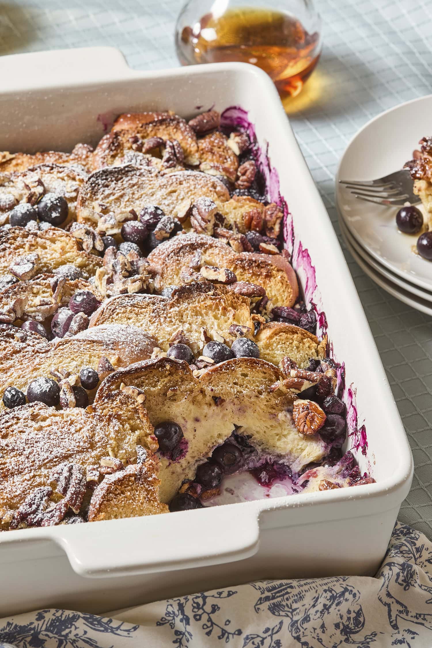 Overnight French toast with scoop removed.