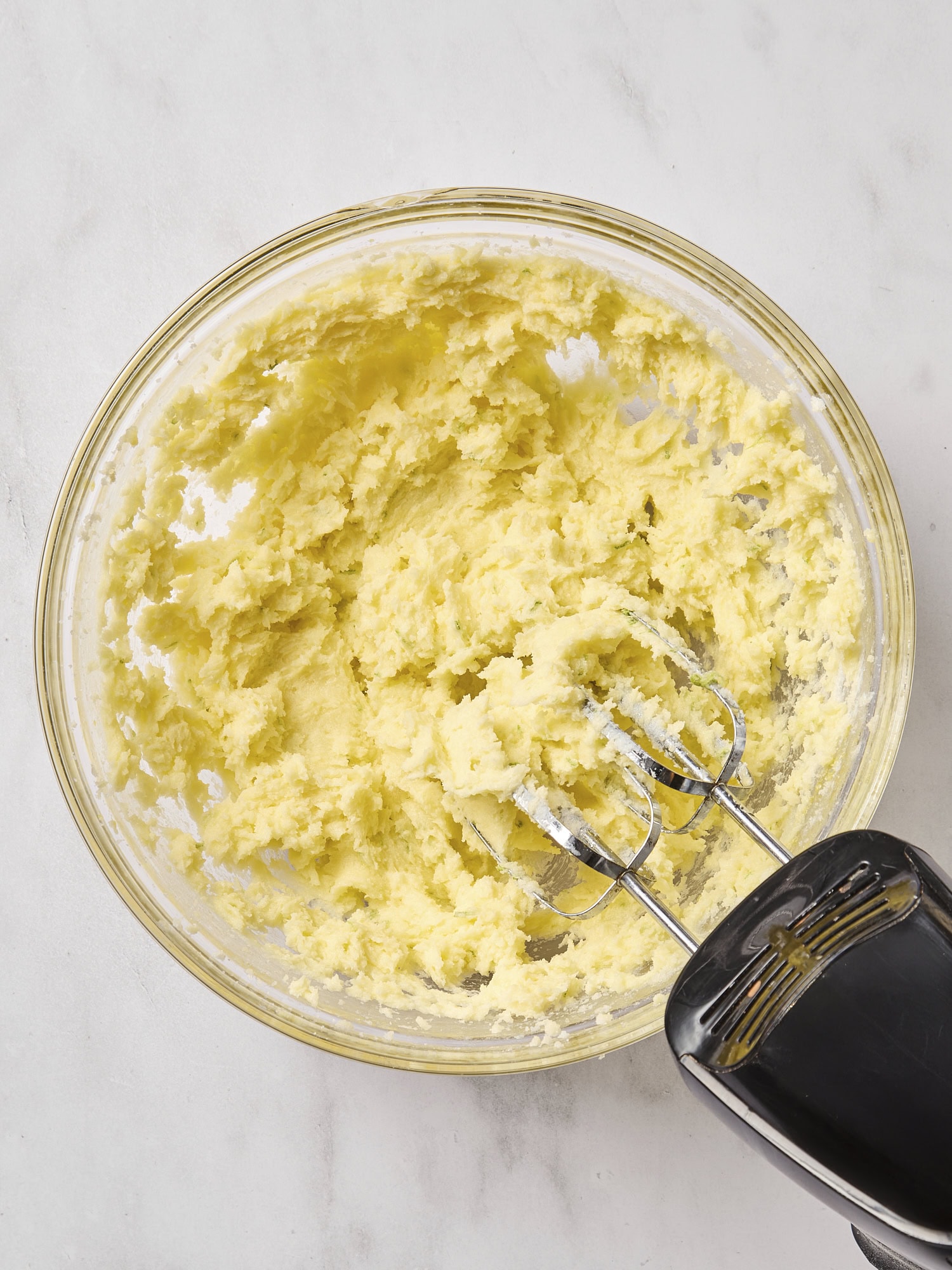 Mixing bowl with sugar cookie dough.