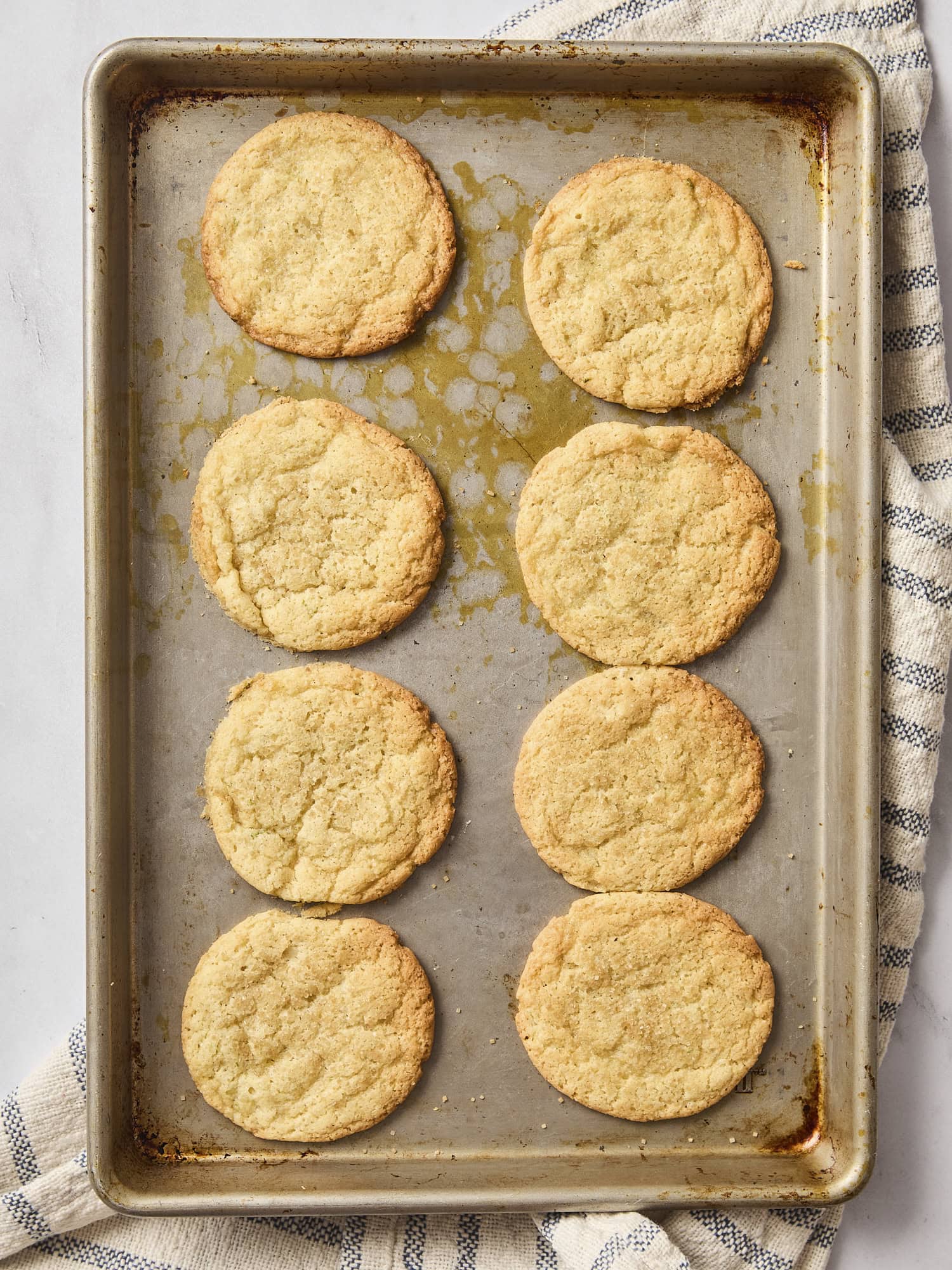 Baked lime sugar cookies.