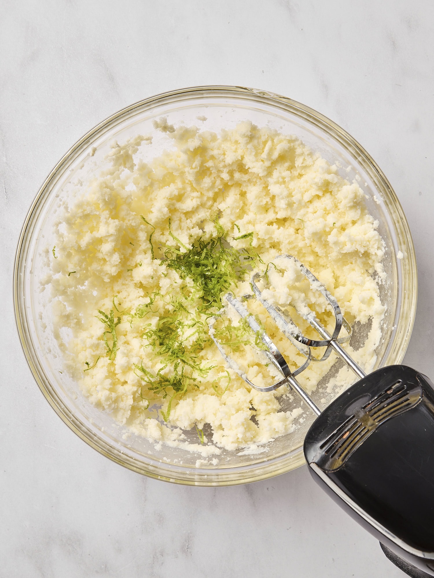 Lime zest in cookie dough.