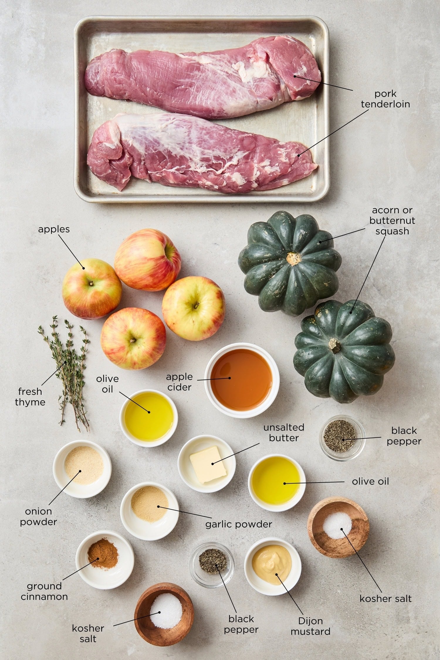 Pork tenderloin with apples ingredients.