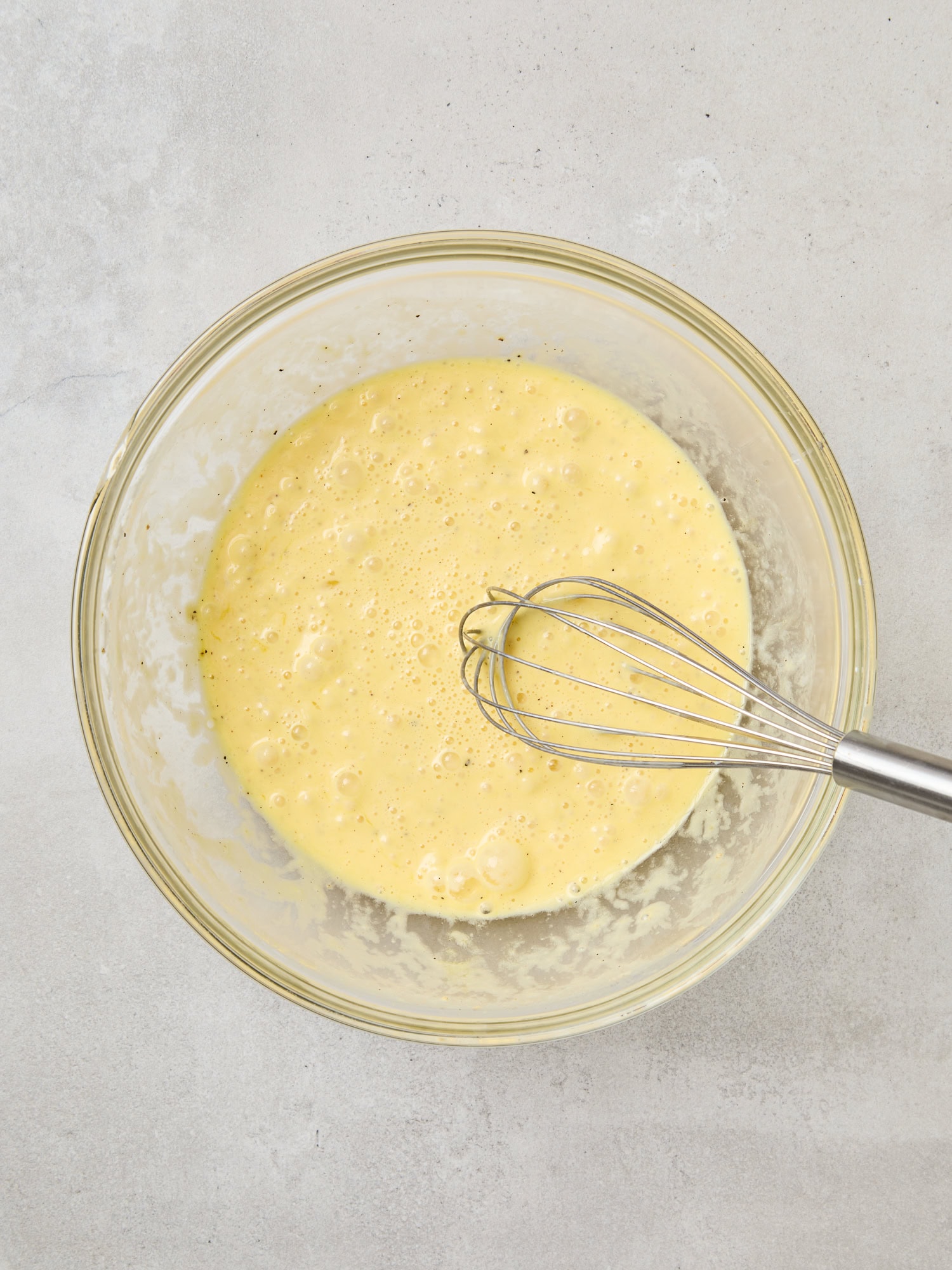 Whisked egg base mix for a frittata.