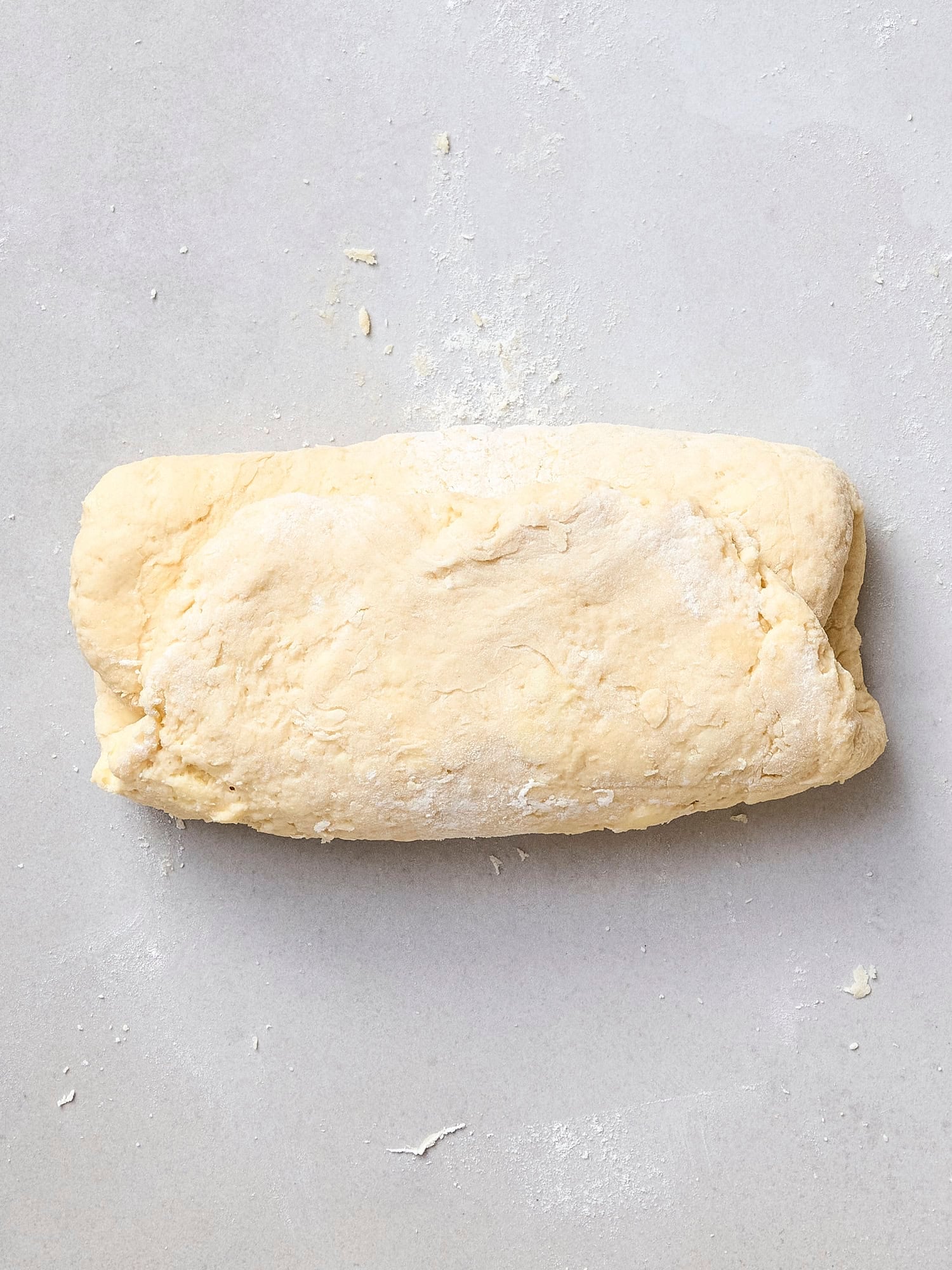 Folded dough for sweet biscuits.