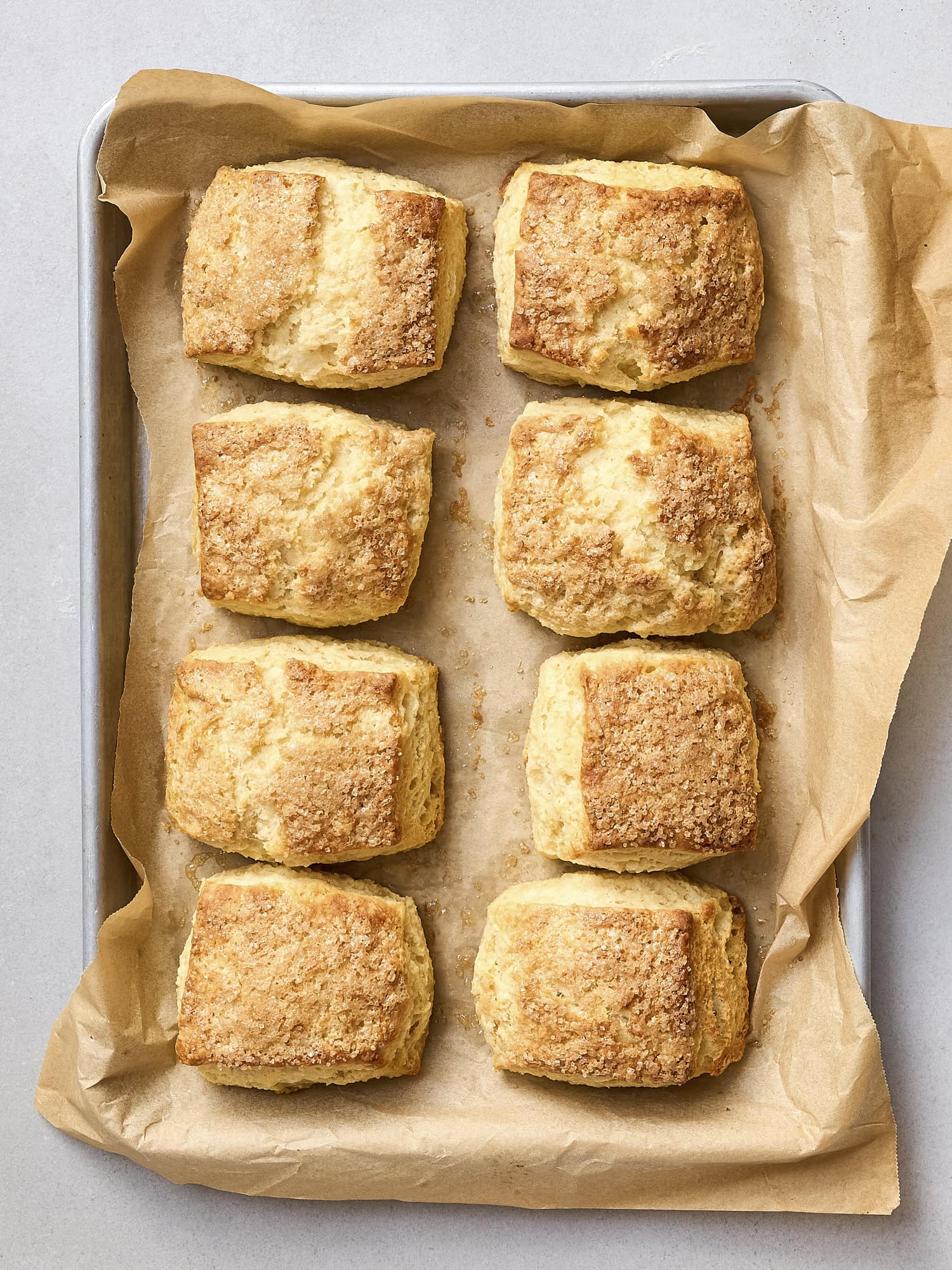 Baked sweet biscuits with golden topping.