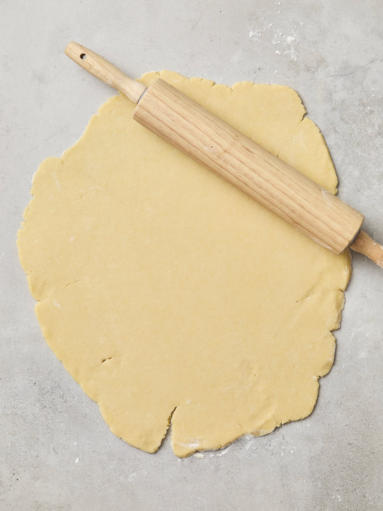 Rolled out dough for cookies.