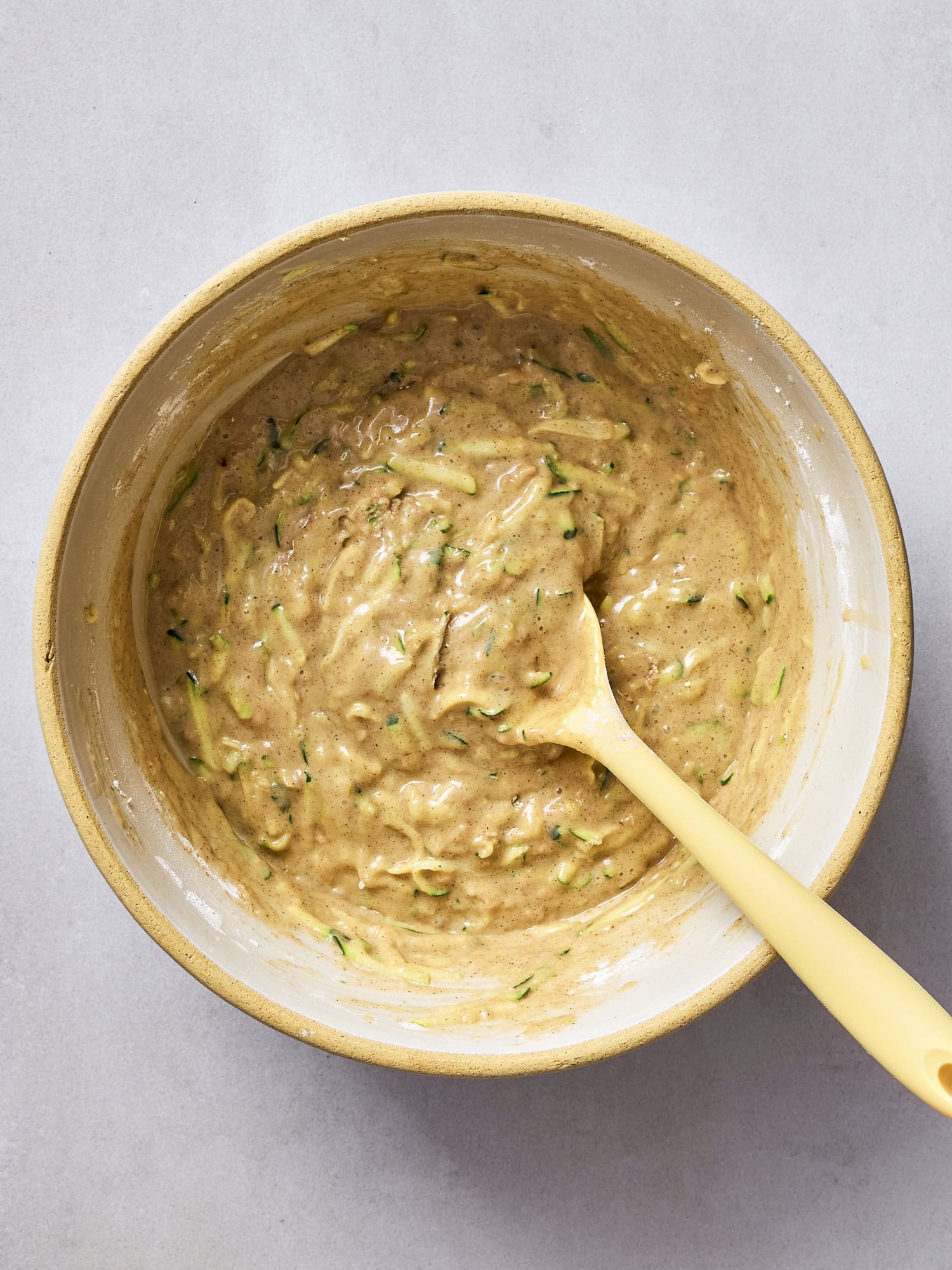 Dry ingredients in bowl for zucchini bread.