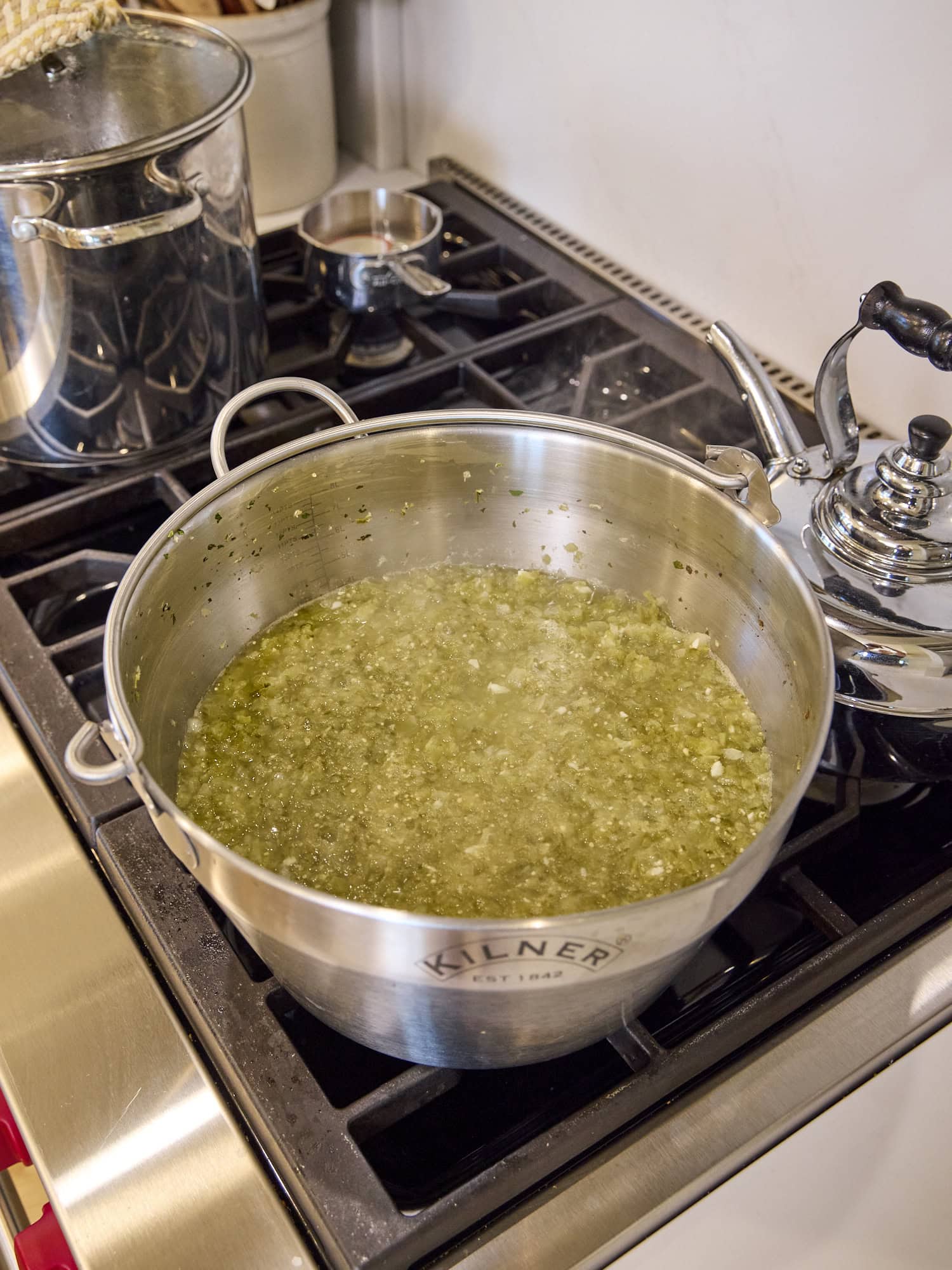 Tomatillo salsa verde recipe after cooking.