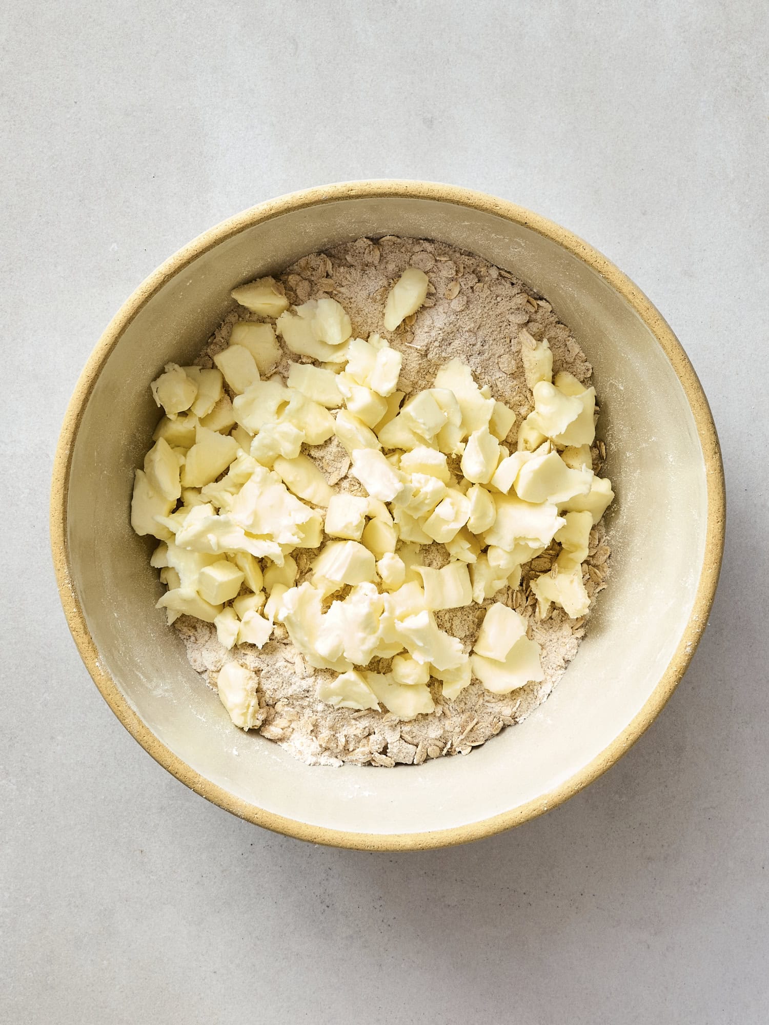 Butter pieces for oat streusel mixture.