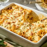 Baking dish with pumpkin baked ziti.