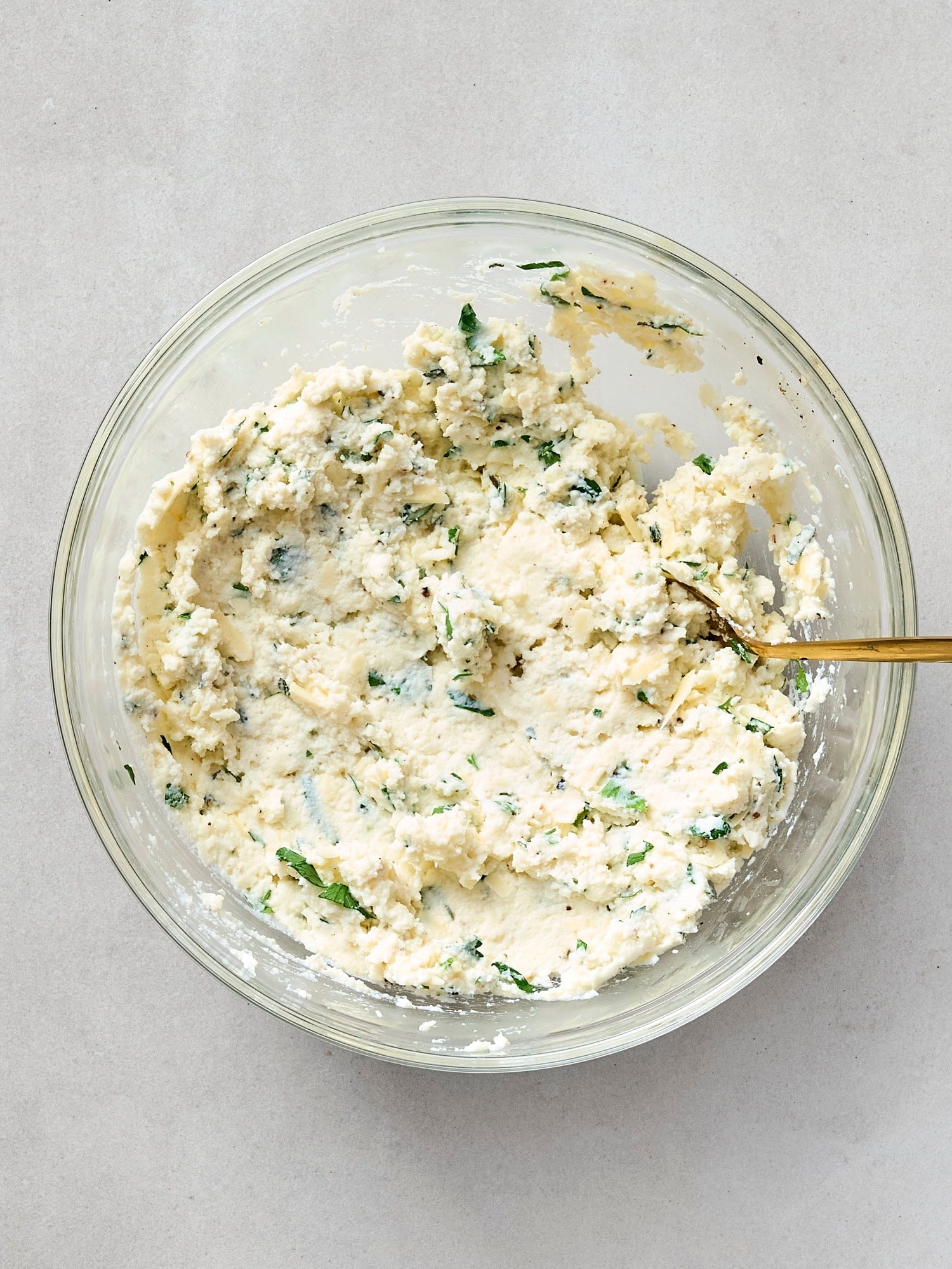 Ricotta mixture for pumpkin baked ziti recipe.