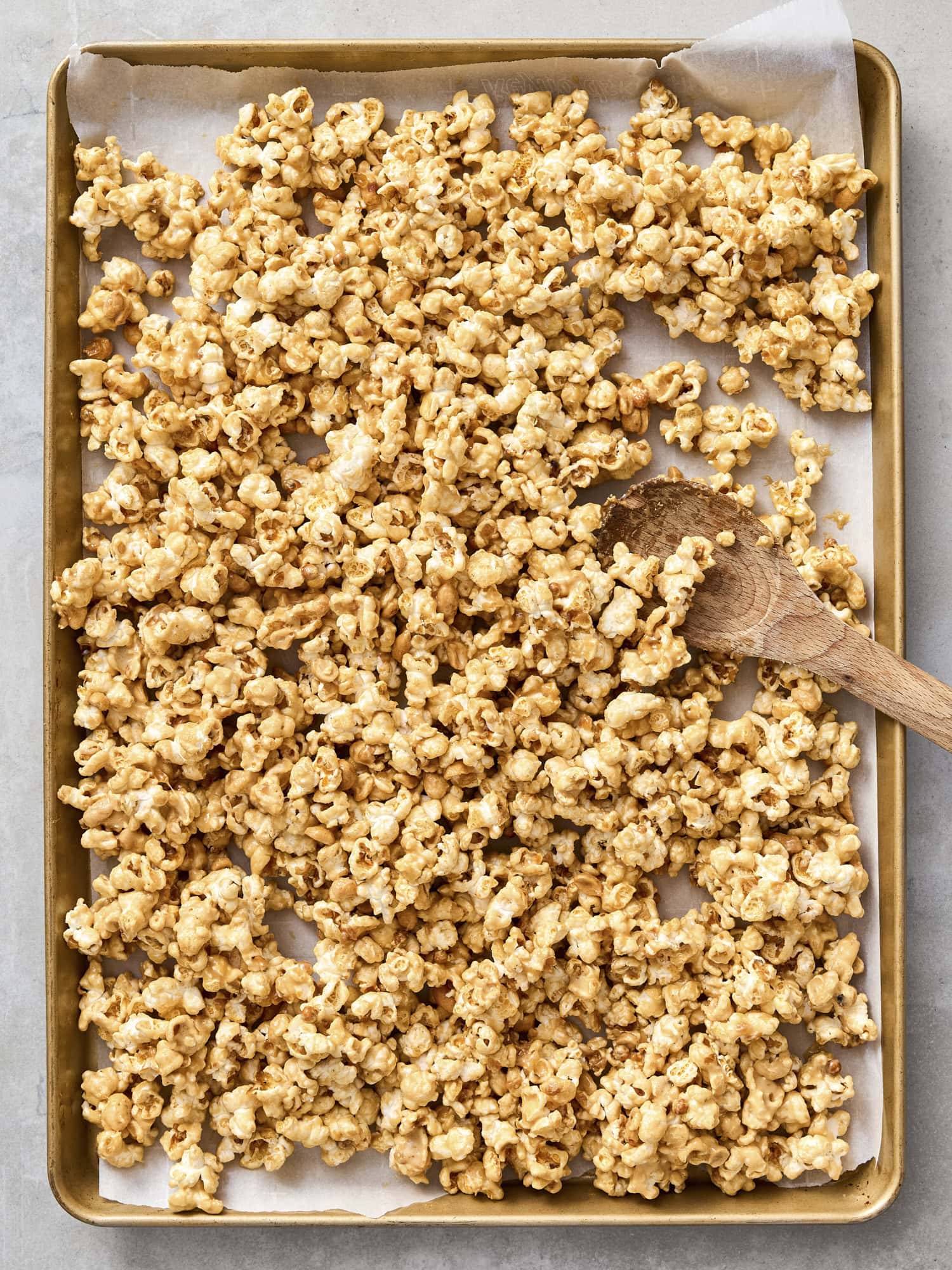 Peanut butter popcorn before baking.