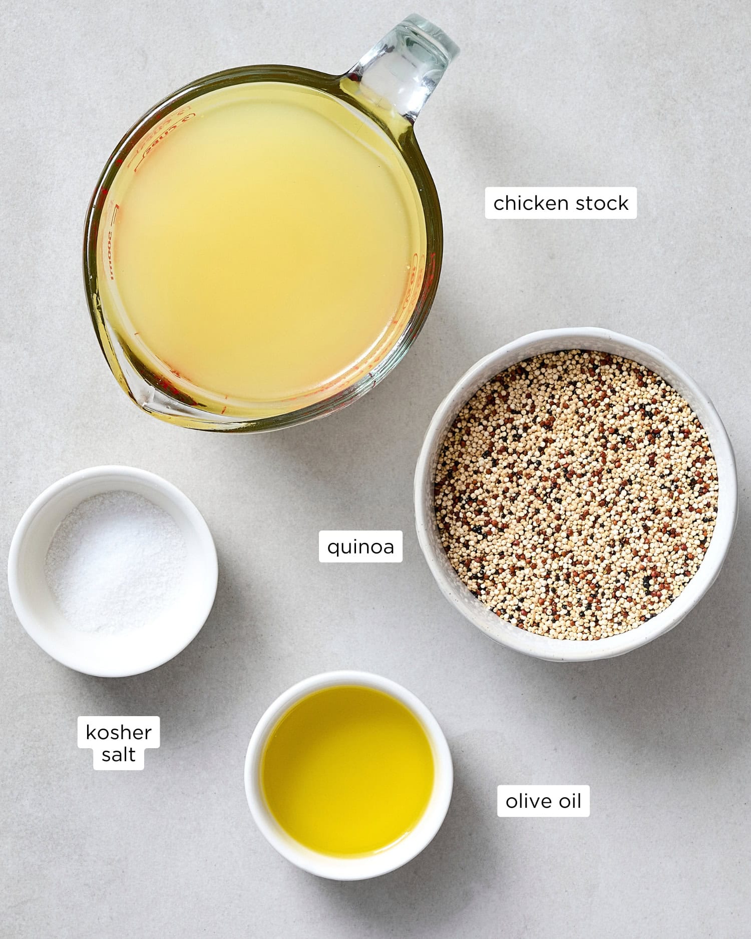Ingredients needed for crispy quinoa recipe.